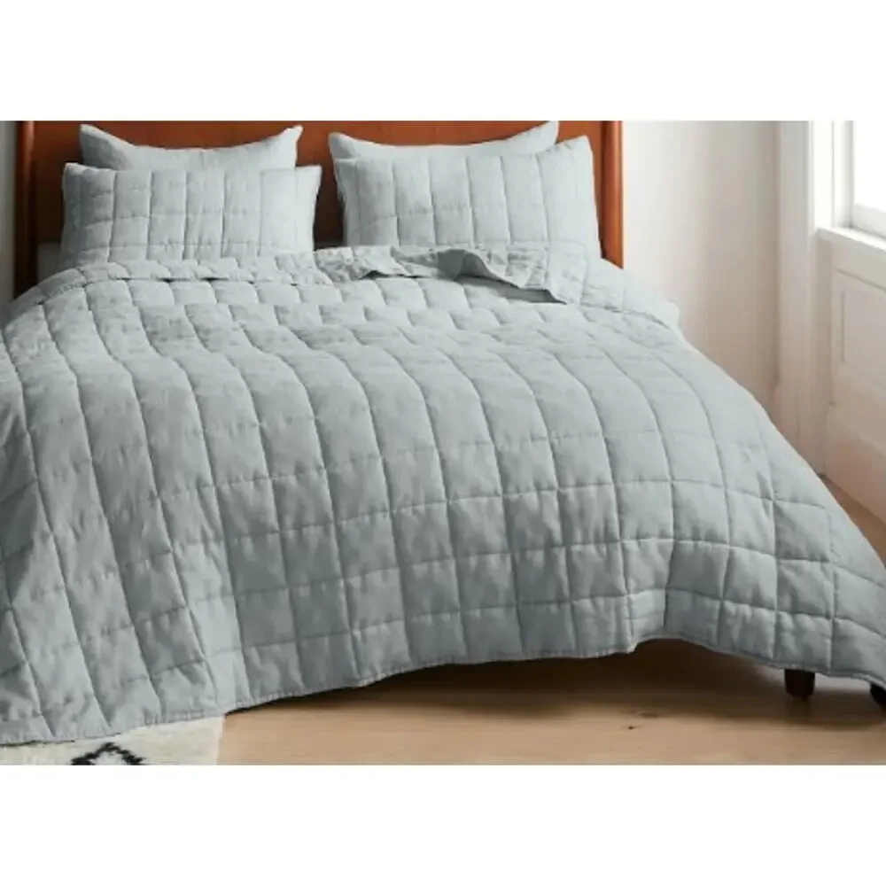 NEW Quince European Linen Box Quilt Only MIST Full Queen  NO SHAMS